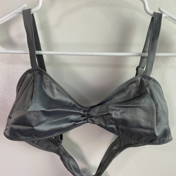 NWOT Skims Chrome Woven Shine Tie Back Bralette - Picture 10 of 10